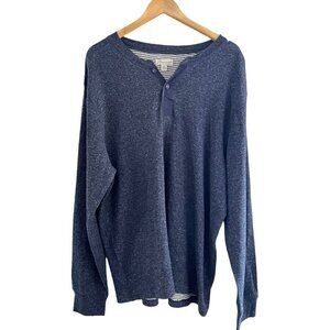 NWT J Crew Knit Goods Henley Shirt Mens Size XL Long Sleeve Blue Heather J.CREW